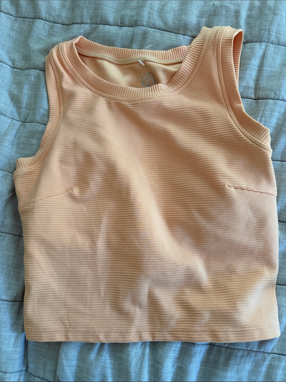 Sleeveless Peach Ribbed Athletic Crop Top